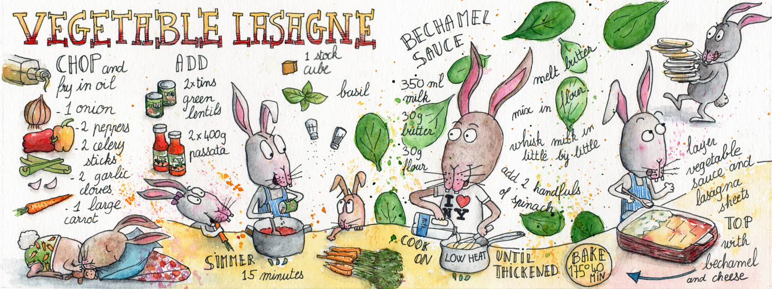 Vegetable Lasagne illustrated recipe by Sophie Peanut
