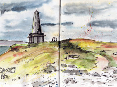 Stoodley Pike sketch in watercolour by Sophie Peanut