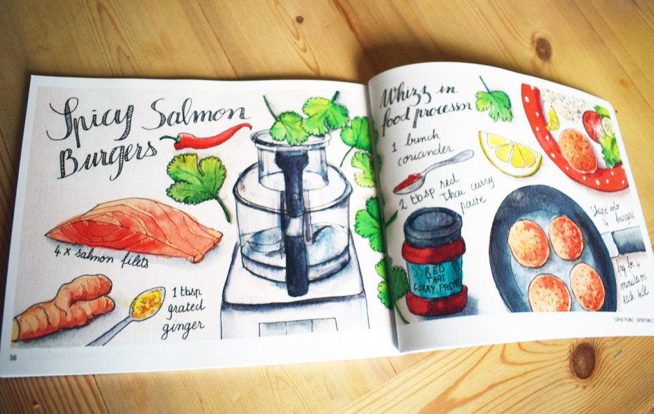 Spicy Salmon Burgers Illustrated Recipe by Sophie Peanut