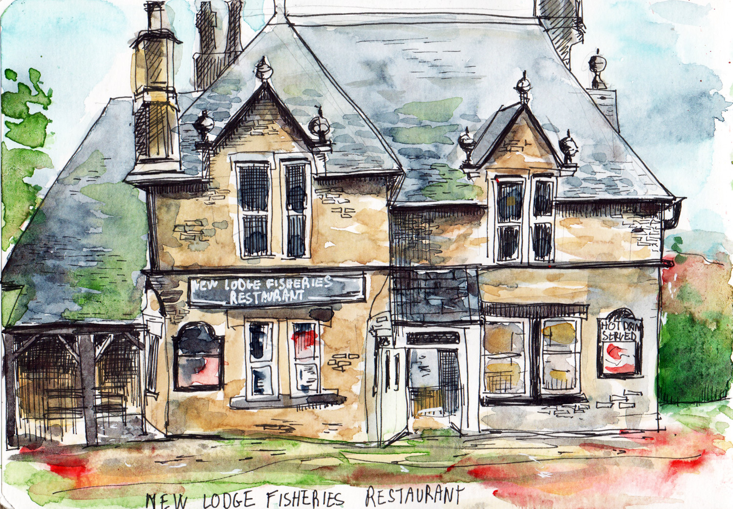 'The Lodge' Savile Park Moor Halifax drawing by Sophie Baxter