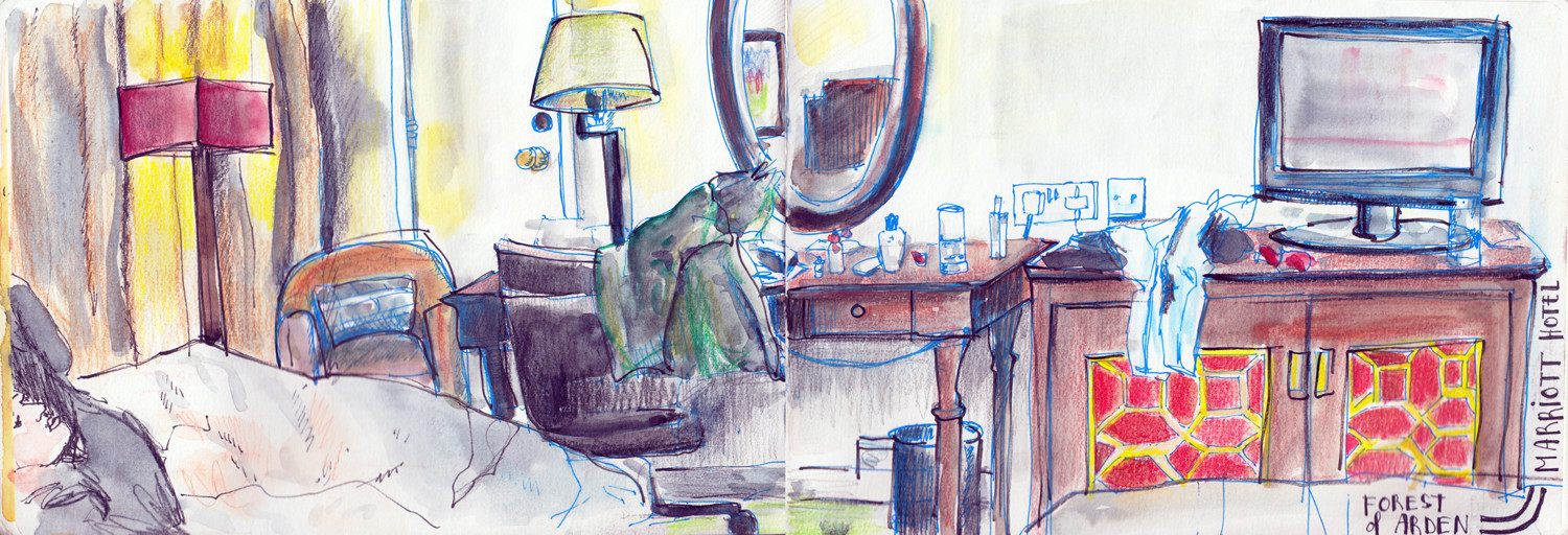 Hotel room sketch by Sophie Peanut