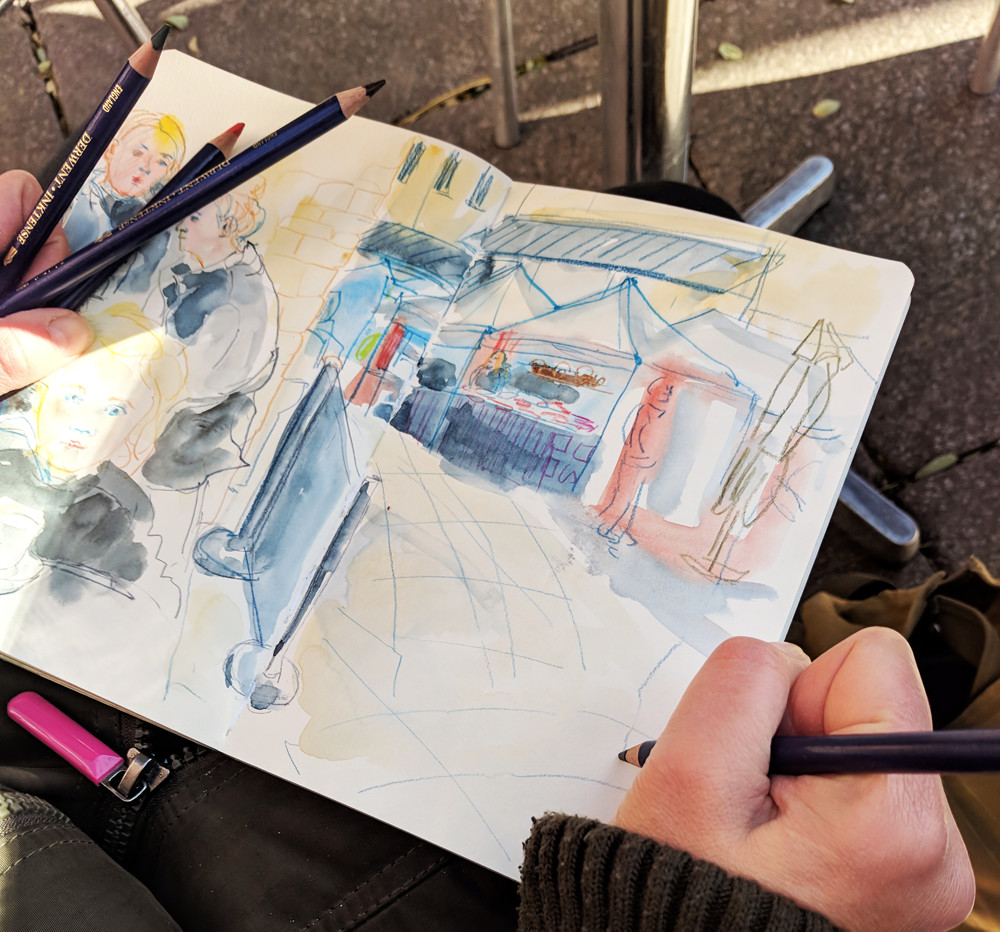 Sophie Peanut - Urban Sketching on location in Halifax